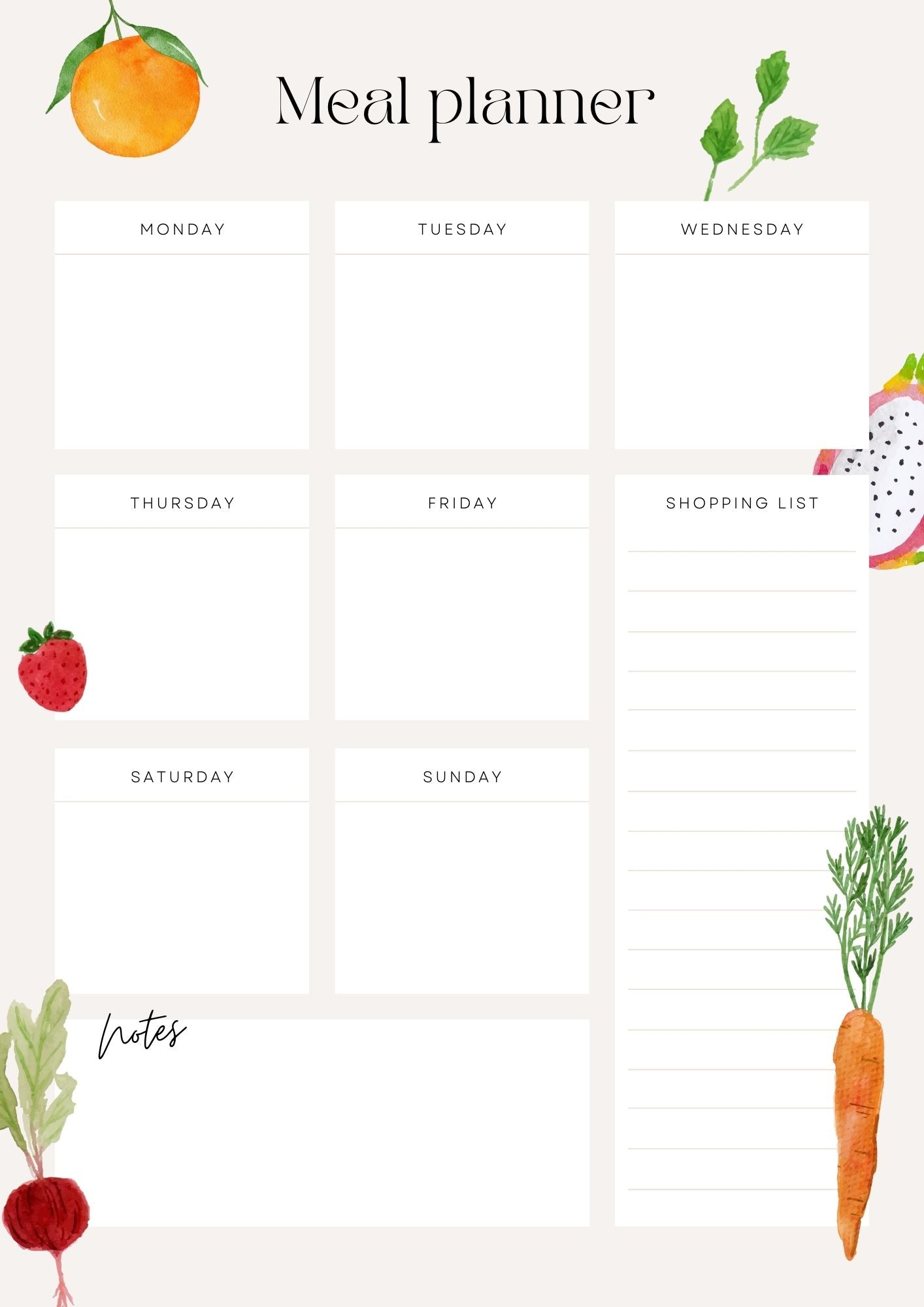 Meal Planner Magnétique