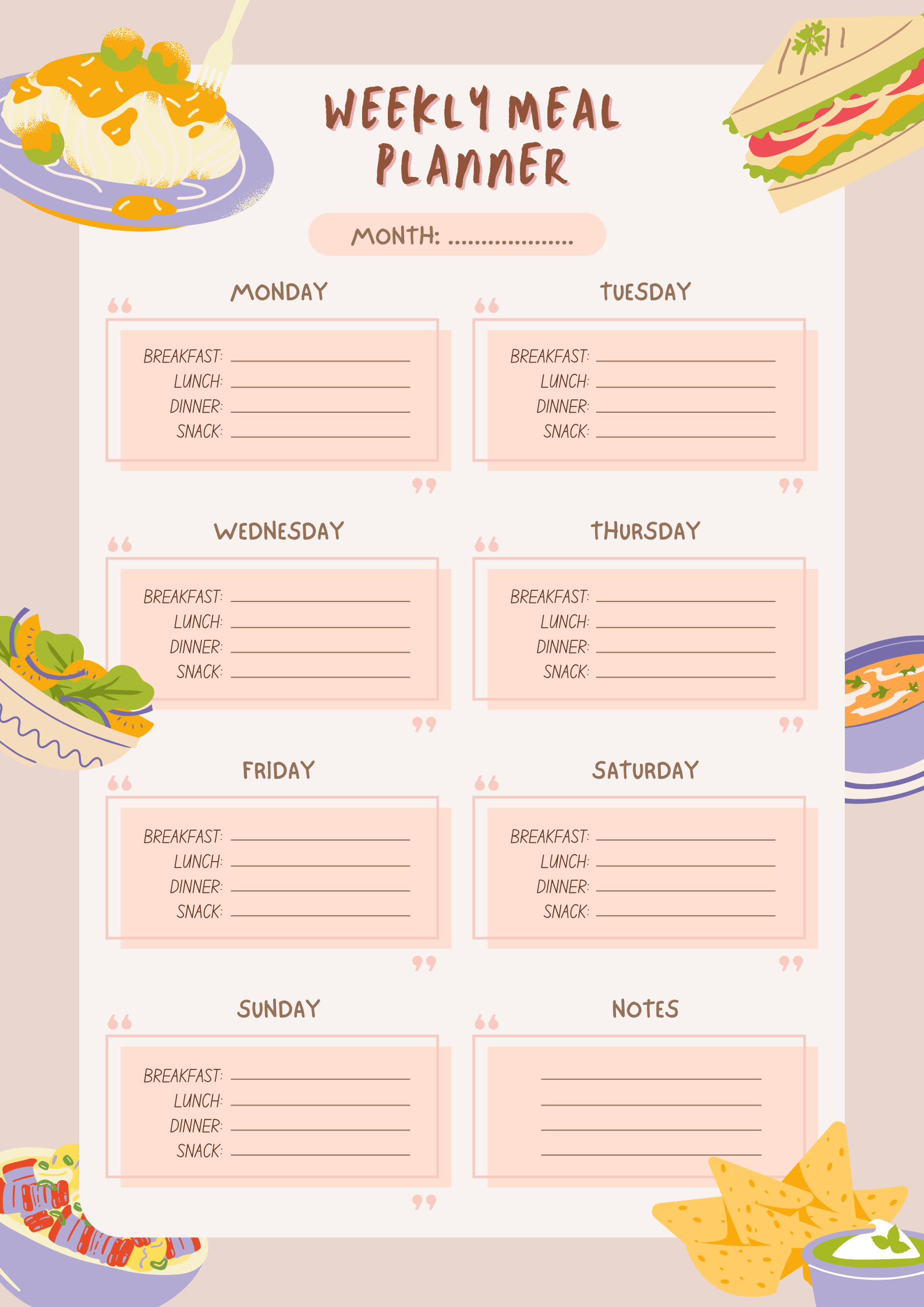 Meal Planner Magnétique